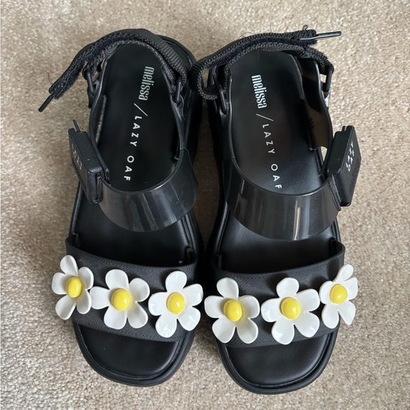 Lazy Oaf Shoes - Lazy Oaf Melissa Daisy Platform Black Sandals